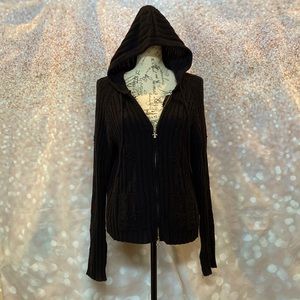 Silk & Cashmere zip hoodie cable sweater